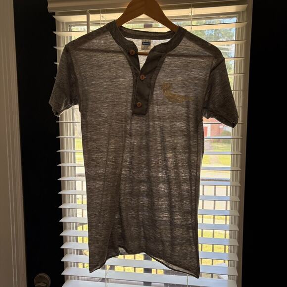 Vintage Other - Vintage Paper Thin Worn Burnout T-Shirt Size S 1970s Gray Single Stitch HENLEY